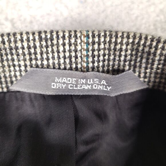 Haggar Imperial Blazer Mens 40L Gray Houndstooth‎ Wool Vintage USA Made - Picture 4 of 16